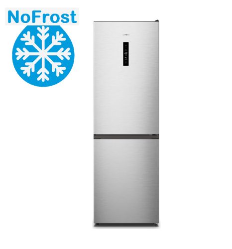 Gorenje Alulfagyasztós hűtőszekrény, NoFrost, 186 cm, ezüst, 60 cm széles